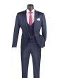 Vinci Men's 3 Piece Slim Fit Suit - Double Breasted Vest