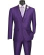 Vinci Men's 3 Piece Wool Feel Slim Fit Suit - Metallic Floral