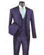 Vinci Men's 3 Piece Wool Feel Slim Fit Suit - Metallic Floral