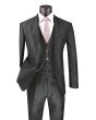 Vinci Men's 3 Piece Wool Feel Slim Fit Suit - Metallic Floral