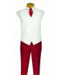 Vinci Men's 3 Piece Wool Feel Slim Fit Suit - White Vest and Accents