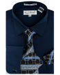 Karl Knox Men's French Cuff Shirt Set - Layered Cubic Design