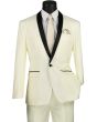 Vinci Men's 2 Piece Wool Feel Slim Fit Tuxedo - Shawl Collar