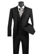 Vinci Men's 3 Piece Wool Feel Slim Fit Suit - Trimmed Lapel