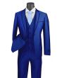 Vinci Men's 3 Piece Wool Feel Slim Fit Suit - Trimmed Lapel