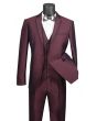 Vinci Men's 3 Piece Wool Feel Slim Fit Suit - Trimmed Lapel