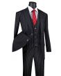 Vinci Men's 3 Piece Wool Feel Executive Suit - Vibrant Pinstripe