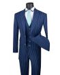 Vinci Men's 3 Piece Wool Feel Executive Suit - Vibrant Pinstripe