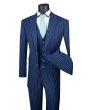 Vinci Men's 3 Piece Wool Feel Executive Suit - Vibrant Pinstripe