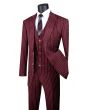 Vinci Men's 3 Piece Wool Feel Executive Suit - Vibrant Pinstripe