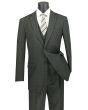 Vinci Men's 3 Piece Wool Feel Executive Suit - Windowpane