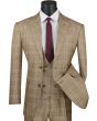 Vinci Men's Outlet 3 Piece Executive Suit - Classic Glen Plaid