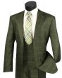 Vinci Men's 3 Piece Executive Suit - Glen Plaid