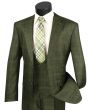 Vinci Men's Outlet 3 Piece Executive Suit - Classic Glen Plaid