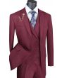 Vinci Men's Outlet 3 Piece Wool Feel Classic Suit - Double Breasted Vest