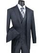 Vinci Men's 3 Piece Wool Feel Classic Suit - Double Breasted Vest