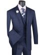 Vinci Men's 3 Piece Wool Feel Classic Suit - Double Breasted Vest