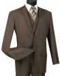 Vinci Men's 3 Piece Wool Feel Business Suit - Flat Front Pants