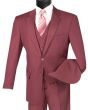 Vinci Men's 3 Piece Wool Feel Outlet Suit - Flat Front Pants