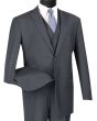 Vinci Men's 3 Piece Wool Feel Classic Suit - Big and Tall Sizes