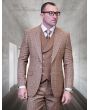 Statement Men's 3 Piece 100% Wool Fashion Suit - Fine Line Plaid