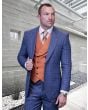 Statement Men's Outlet 3 Piece 100% Wool Fashion Suit - Fine Line Plaid