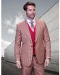 Statement Men's 3 Piece 100% Wool Fashion Suit - Fine Line Plaid