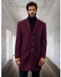 Statement Men's 3/4 Length 100% Wool Top Coat - Single Breasted