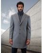 Statement Men's 3/4 Length 100% Wool Top Coat - Single Breasted