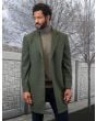 Statement Men's 3/4 Length 100% Wool Top Coat - Single Breasted