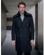Statement Men's 3/4 Length 100% Wool Top Coat - Double Breasted