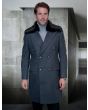 Statement Men's 3/4 Length 100% Wool Top Coat - Double Breasted