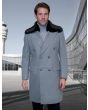 Statement Men's 3/4 Length 100% Wool Top Coat - Double Breasted