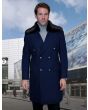 Statement Men's 3/4 Length 100% Wool Top Coat - Double Breasted