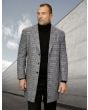 Statement Men's 3/4 Length 100% Wool Top Coat - Plaid