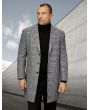 Statement Men's 3/4 Length 100% Wool Top Coat - Plaid