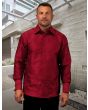 Statement Men's Long Sleeve Woven Shirt - Light Jacquard Pattern