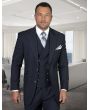 Statement Men's 100% Wool 3 Piece Suit - Two Tone Pinstripe