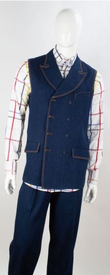 Royal Diamond Men's Outlet 2 Piece Denim Walking Suit - Vest Set