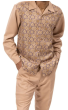 Caramel Montique Men's Gold Medallion Pattern Leisure Suit