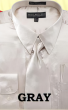 Gray Men Shirts Satin Shirt for Men Tie and Handkerchief