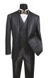 Vinci Men's 3 Piece Modern Fit Suit - Slanted Fashion Vest
