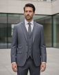 Grey Pinstripe Suit Men's 3 Piece Suits