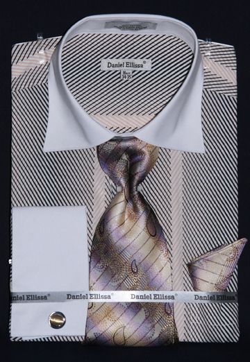 Daniel Ellissa Men's Classic Silver Grey French Front Dress Shirt main image 1
