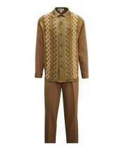 Silversilk Men's 2 Piece Long Sleeve Walking Suit - Diamond Weave