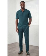 Teal Leisure Suit for Men Two Piece Sets for Guys