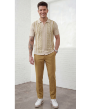 Tan Walking Suit Men's Matching Sets Button Down Shirt