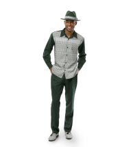 Montique Men's 2 Piece Long Sleeve Walking Suit - Abstract Checker