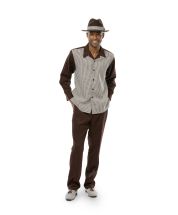 CCO Men's 2 Piece Long Sleeve Walking Suit - Textured Plaid