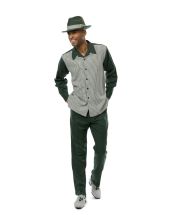 CCO Men's 2 Piece Long Sleeve Walking Suit - Textured Plaid